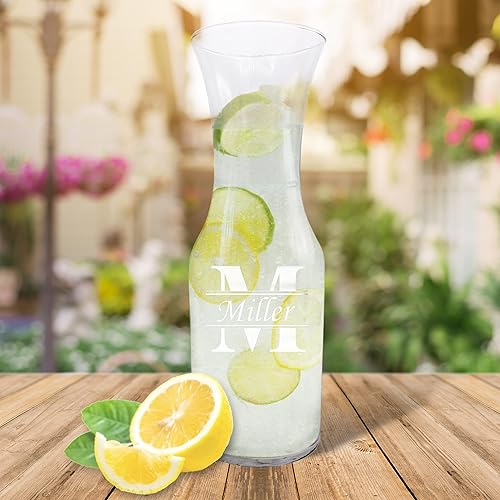 Miniatura 5 de My Personal Memories Jarra de vino personalizada con 2 copas de vino personalizadas a juego de 16 onzas con tallo (la jarra grande tiene capacidad