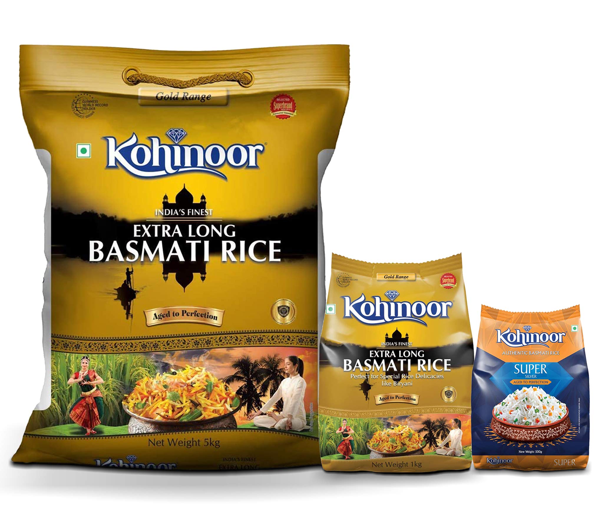 Buy Kohinoor Extra Long Gold Basmati Rice, 5 Kg + 1 Kg + Super Silver