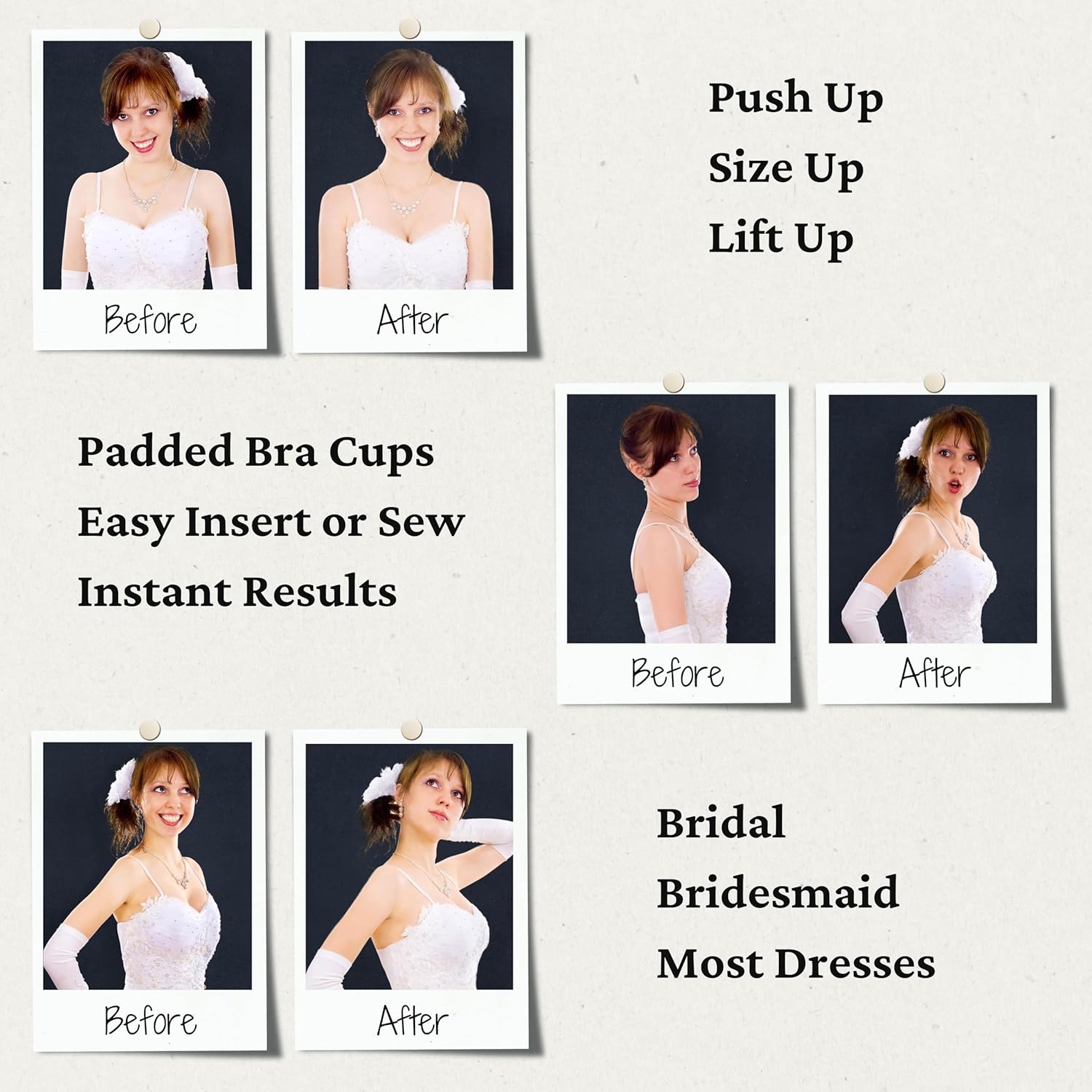 ButtonMode Extra Padded Bra Cups Insert or Sew in, Instant Push up Size up Boost up Support, Breast Enhancer for Most Dresses