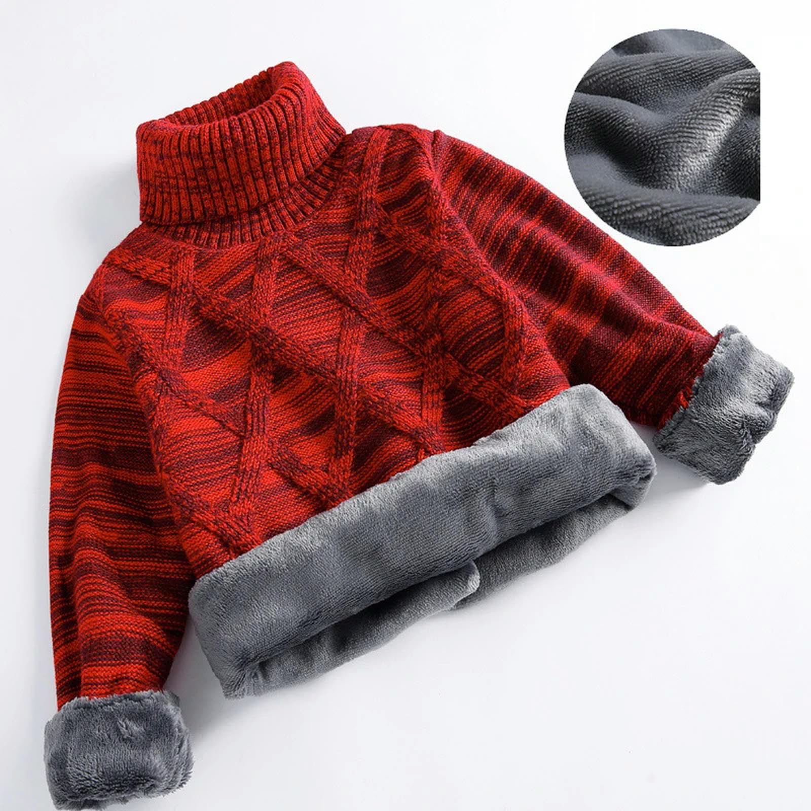 Zonto Ropa Interior de Invierno para niños Suéter De Cuello Alto para Niños De Invierno, Suéter De Otoño Engrosado De Terciopelo para Niños, Blusa para Niños, Ropa para Niños-K-7-8T (Talla 140)