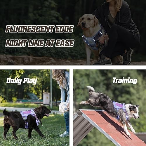 Miniatura 5 de Auroth Arnés táctico para perros grandes, arnés ajustable para mascotas, reflectante K9, chaleco de entrenamiento para mascotas, arnés de servicio