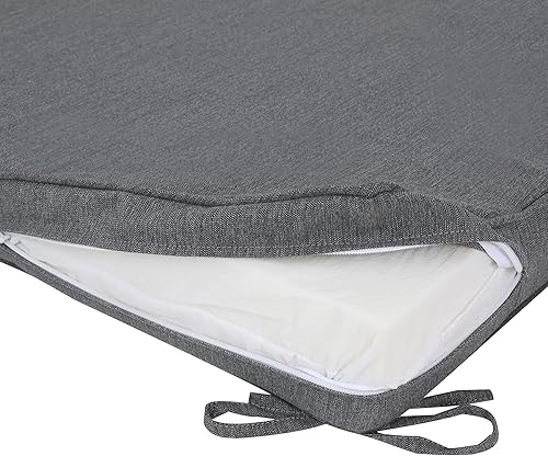 Miniatura 5 de Cojín de banco para exteriores de 48 x 18 pulgadas, con asa y lazos para jardín, patio, porche, sofá, columpio (gris oscuro)