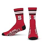 For Bare Feet NCAA NC State Wolfpack 4 Stripe Deuce Crew Sock Team Color LARGE