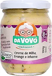 Da Vovó, Papinha Infantil, Linha + 8, Orgânica, Sabor Creme de milho, Frango e Ihame, 100ml