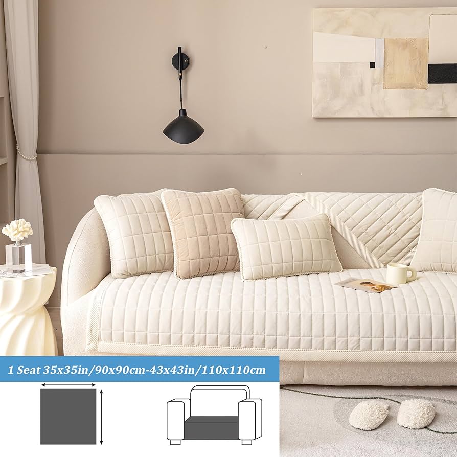 Amazon.com: Velvet Plush Sofa Protector Cover, Plaid Quilted