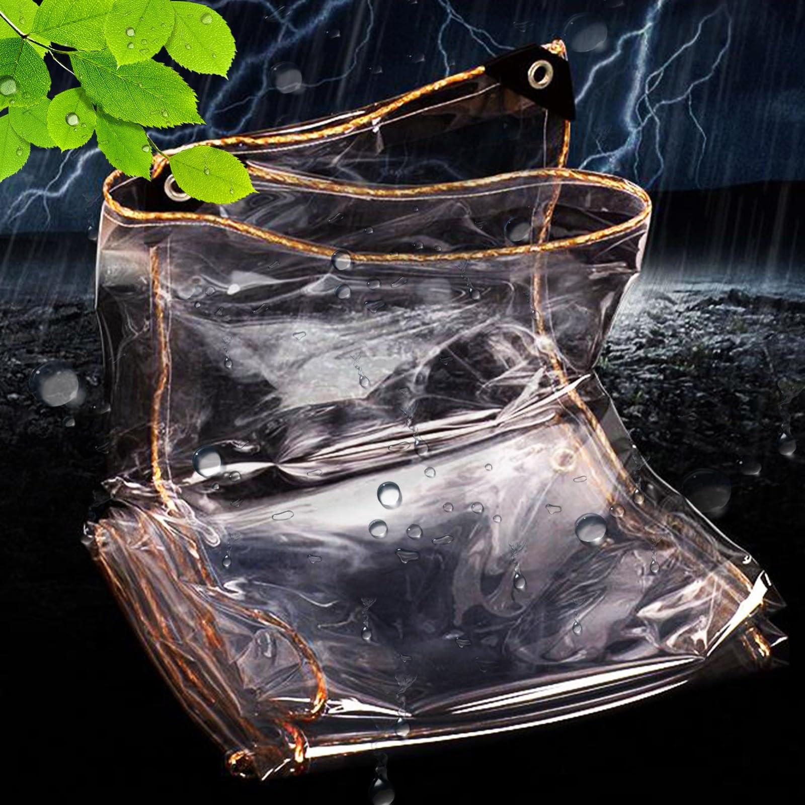 Clear Tarp with Grommets, Glass Tarpaulin with Metal Grommets Thick 0.35Mm for Garden Patio Outdoor Cold Weather Resistan(A,1.4 * 1.9m-4.5 * 6.3ft)