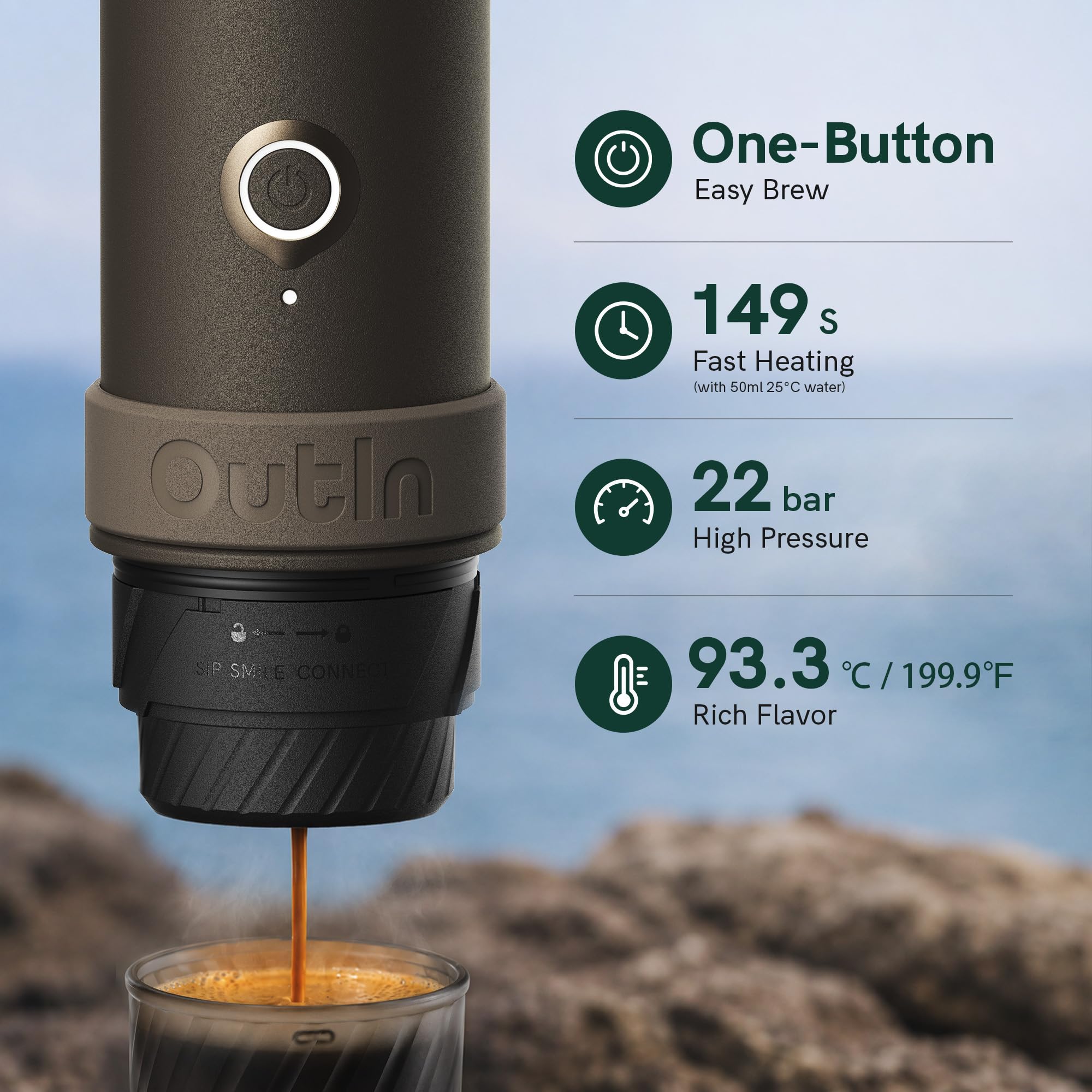 OutIn Mino Portable Electric Espresso Machine for Travel with Self-Heating view 4