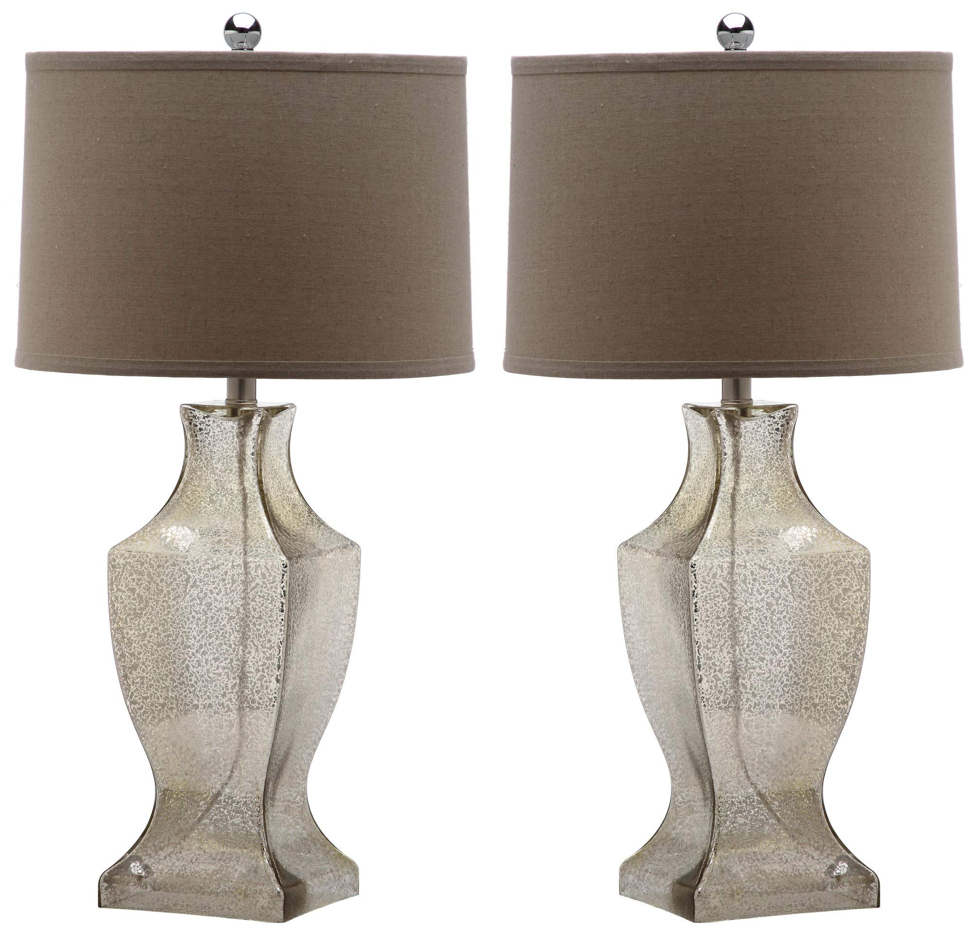 Safavieh Lighting Collection Glass Bottom Antique Silver and Wheat Table Lamp Set of 2