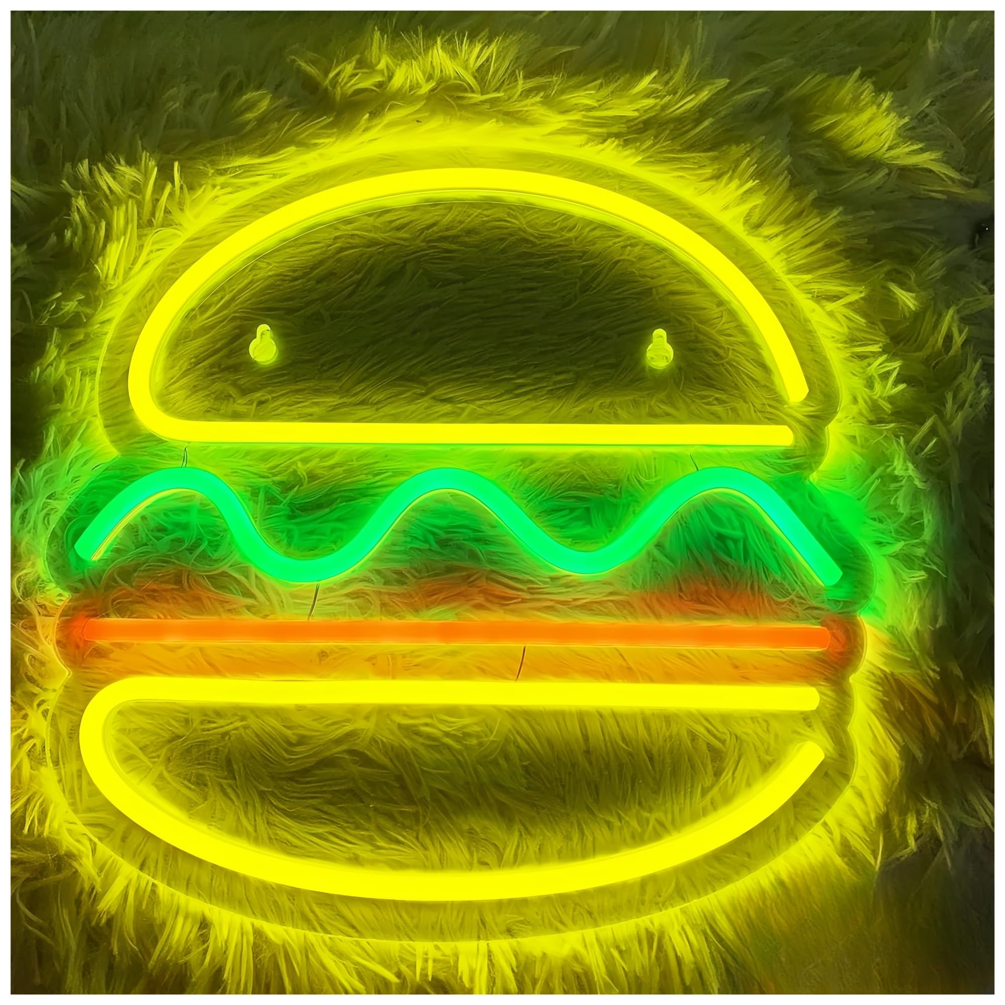 SHOUXI Sign Lamp Hamburger Shape Neon Sign Bar Store Commercial Lighting Signboard 39X29.5cm