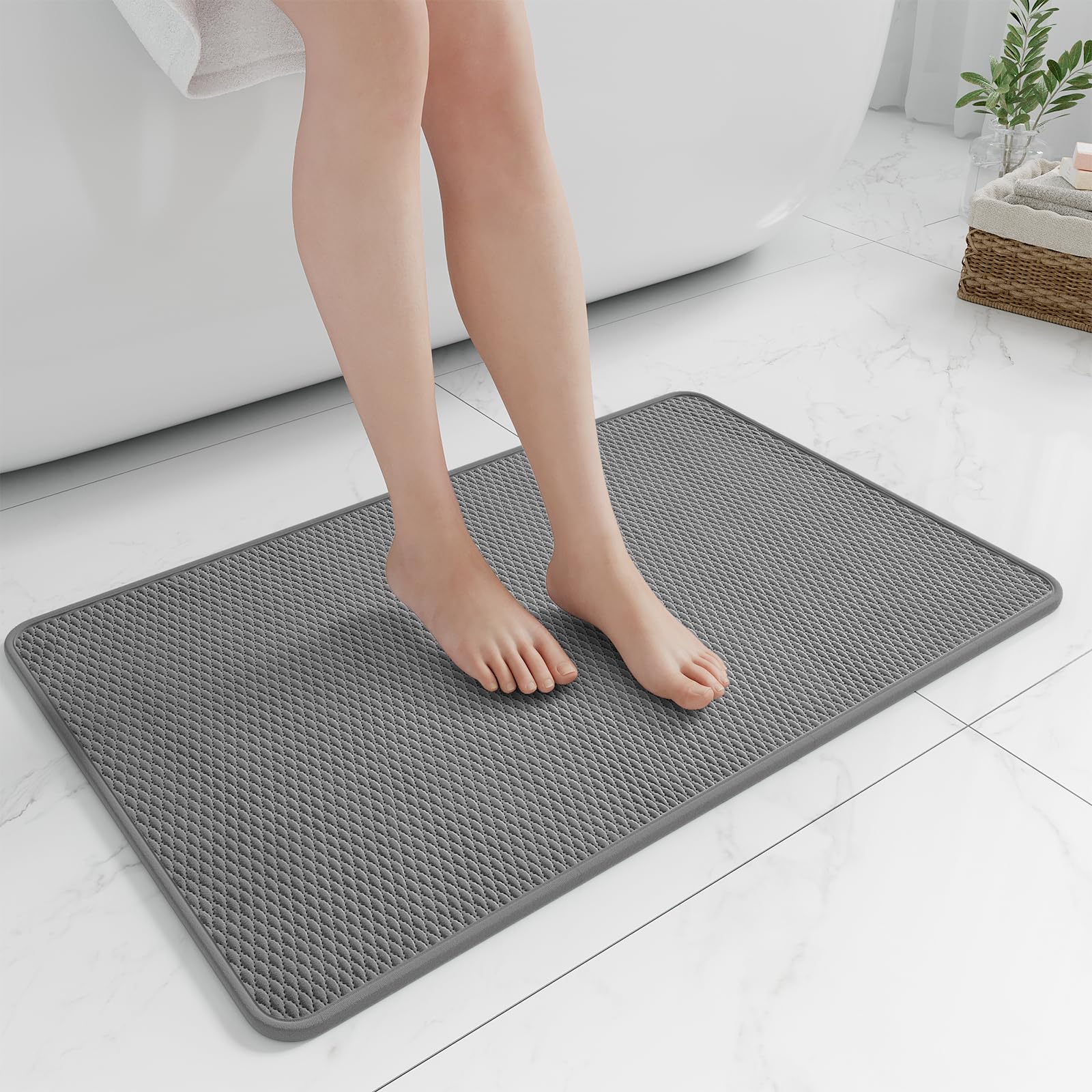 RUERYA Bathroom Rugs Non Slip Washable, Rubber Bath Mats for Bathroom,Quick Dry,Super Absorbent Ultra Thin Small Bath Mat Low Pile Bath Floor Mat Fit