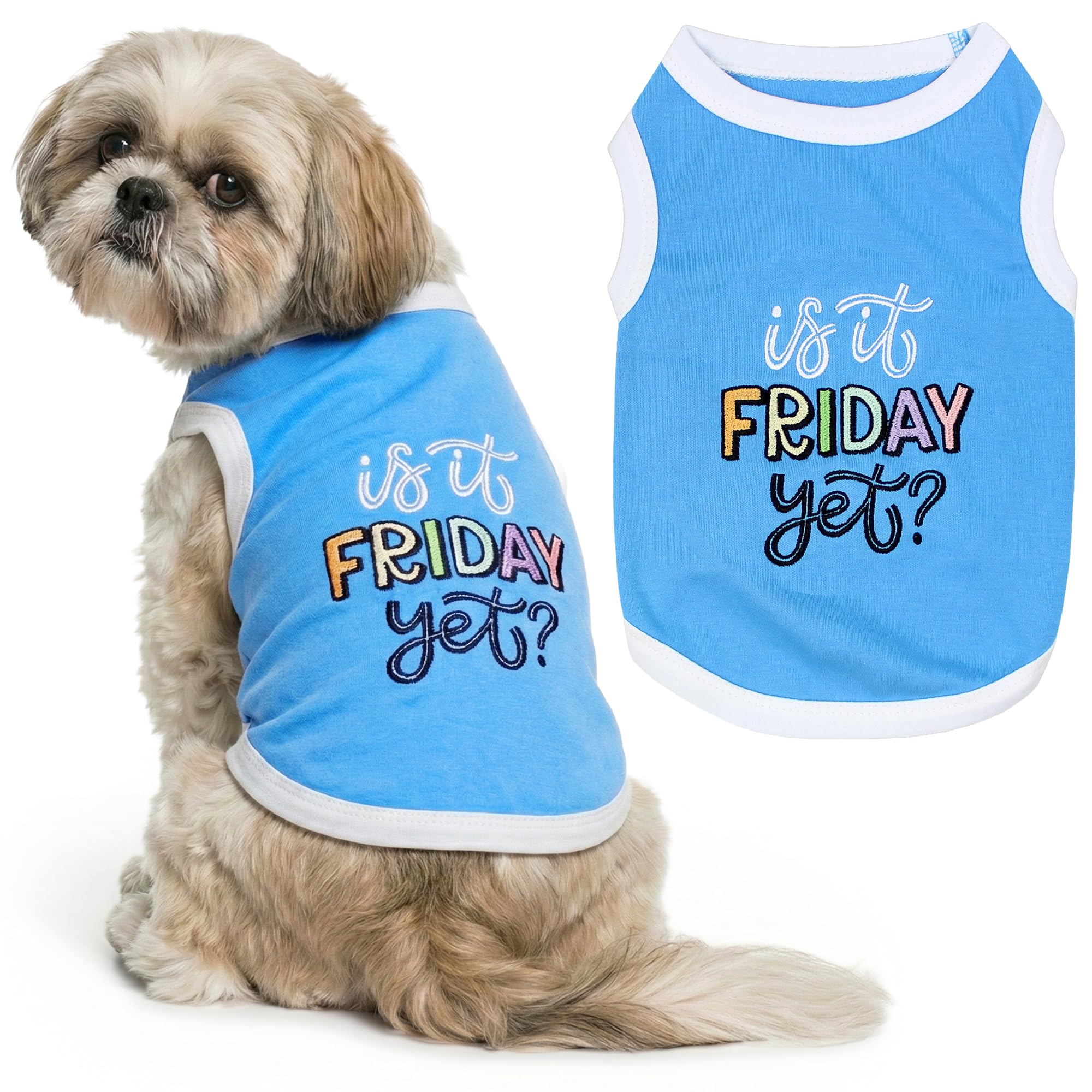 Parisian Pet Dog Shirt – 100% Cotton Shirts for Medium Dogs – Sleeveless Puppy Vest – Lightweight and Breathable Pet Apparel – Pullover Summer Dog Clothes - Stretchy Funny T Shirts for Dogs