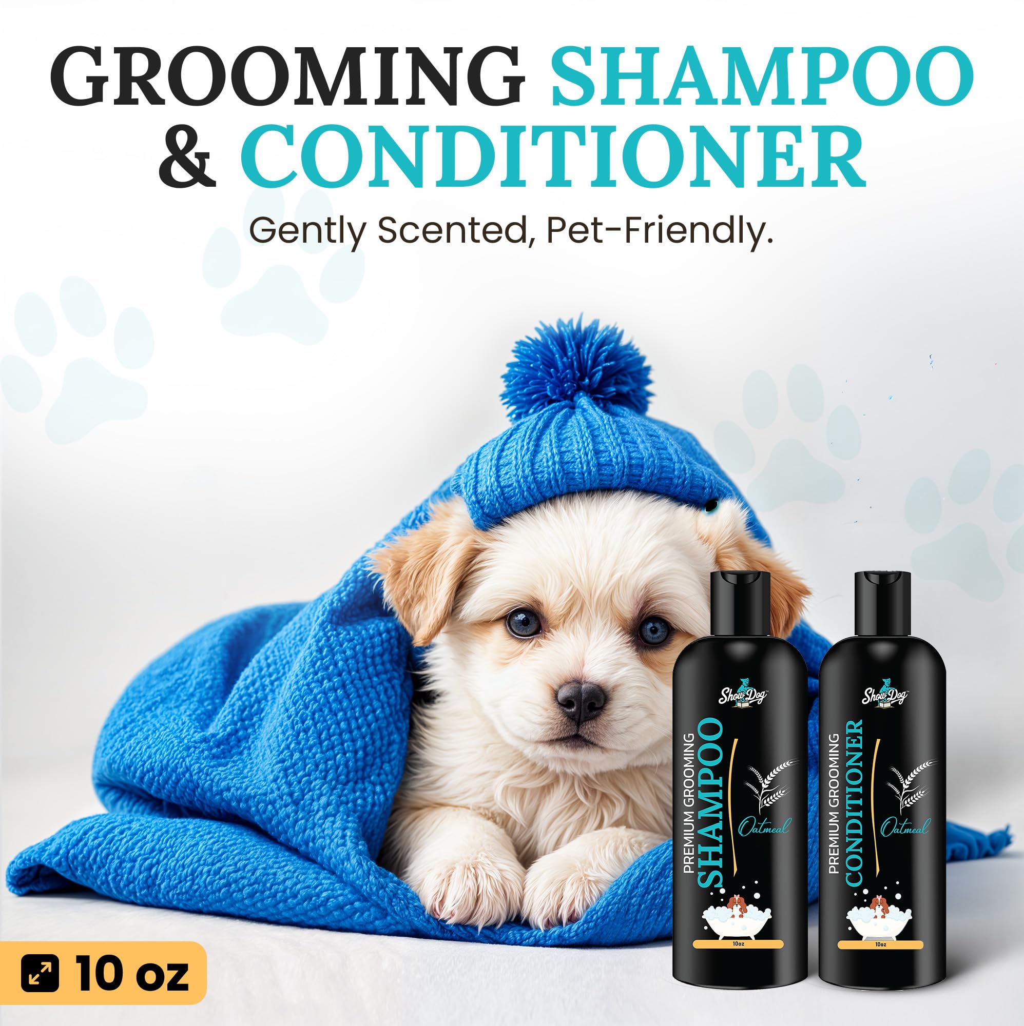 605Products Premium Dog Shampoo & Conditioner - Gentle Formula for Itchy & Sensitive Skin, Puppy Odor Eliminator, Natural Moisturizer (10oz)- Oatmeal