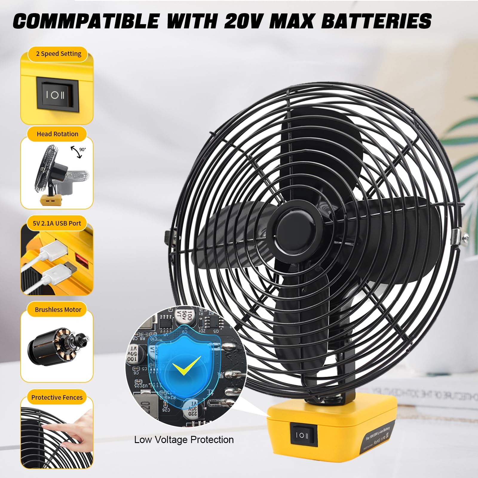 Amazon.com: Aernair Jobsite Fan Compatible with Dewalt 20v Max