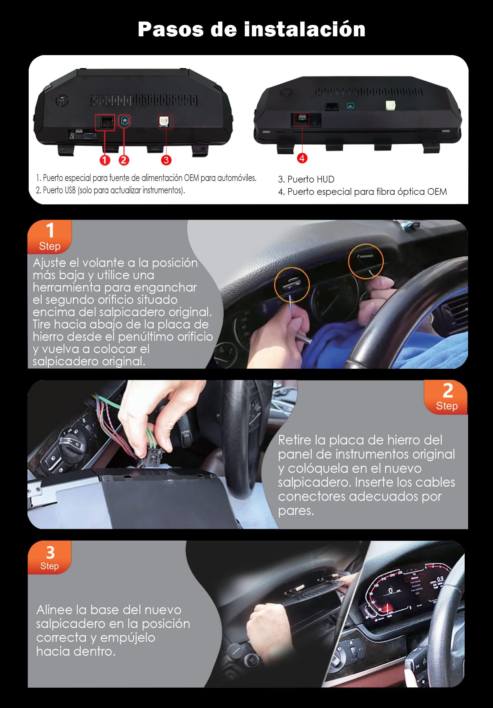 12.3" Cuadro de Instrumentos Digital LCD para BMW Serie 5 F07 F10/F11/F18, Serie 6 F01/F02/F03, Serie 7 F06/F12/F13, X3/X4/X5/X6 F25 F26 F15 F16, Panel de Instrumentos Digital 4-Core, Conectar y Usar