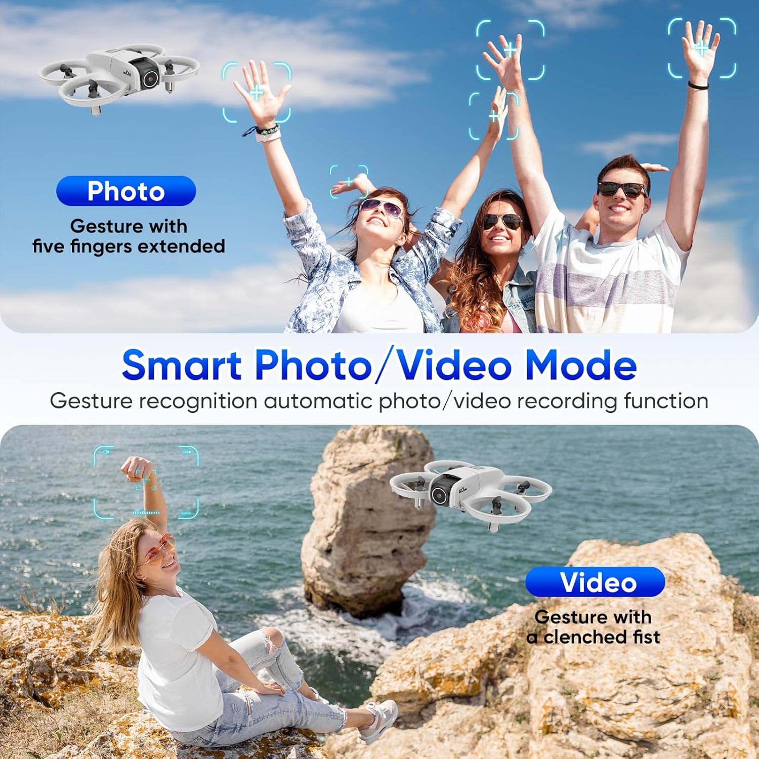 Mini Drone for Kids with Camera and Cool Light,Rc Drone Indoor Small Helicopter,Birthday Gifts for Boys and Girls Beginners Friendly,Mini Quadcopter Toy With 2 Batteries,Propeller Protect,Altitude Hold