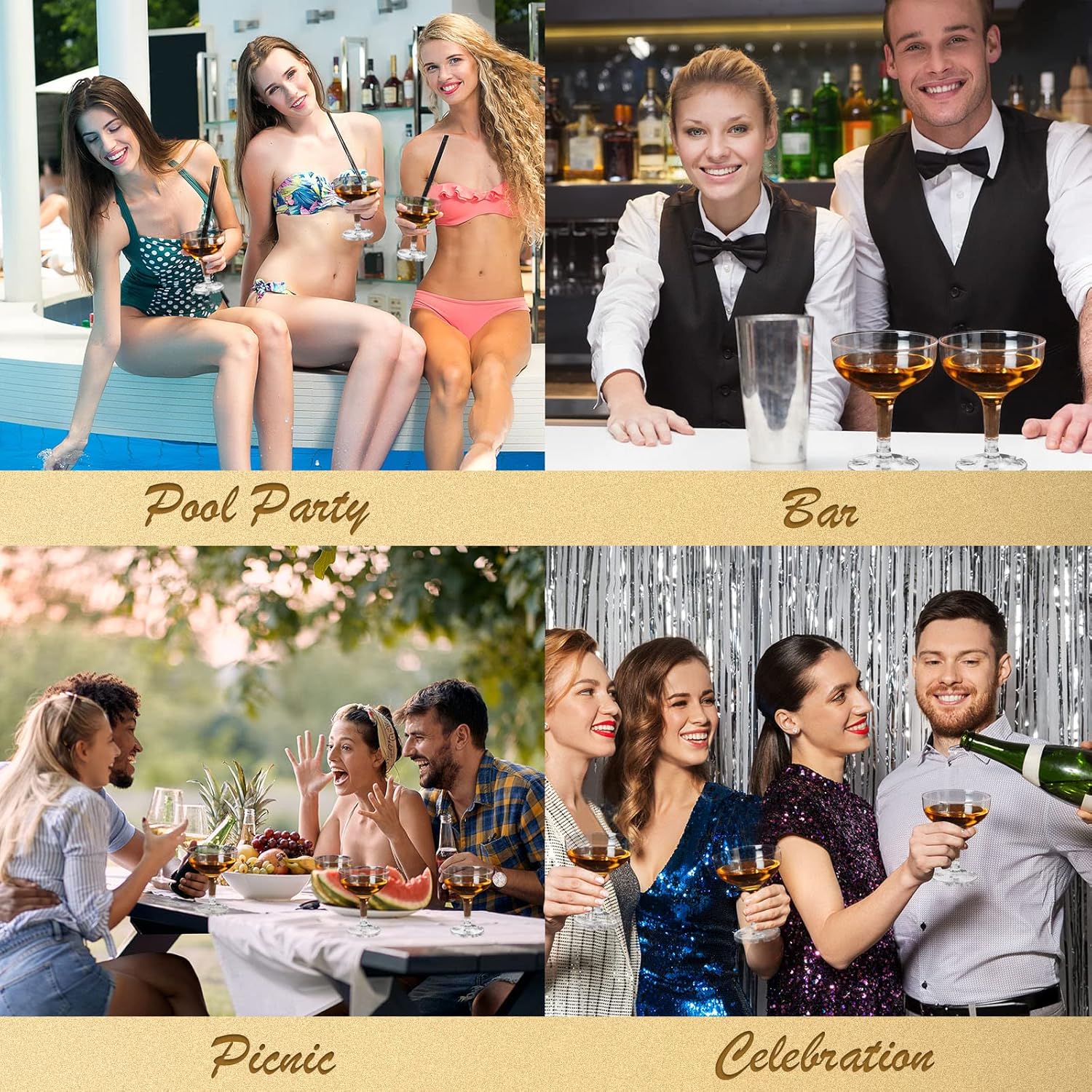 Zopeal 30 Pcs Champagne Coupe Glasses 5 oz Plastic Champagne Tower Disposable Martini Glasses Stackable Stemmed Margarita Coupe for Wedding Birthday Valentine's Day Party Bar(White,Transparent) - Image 6