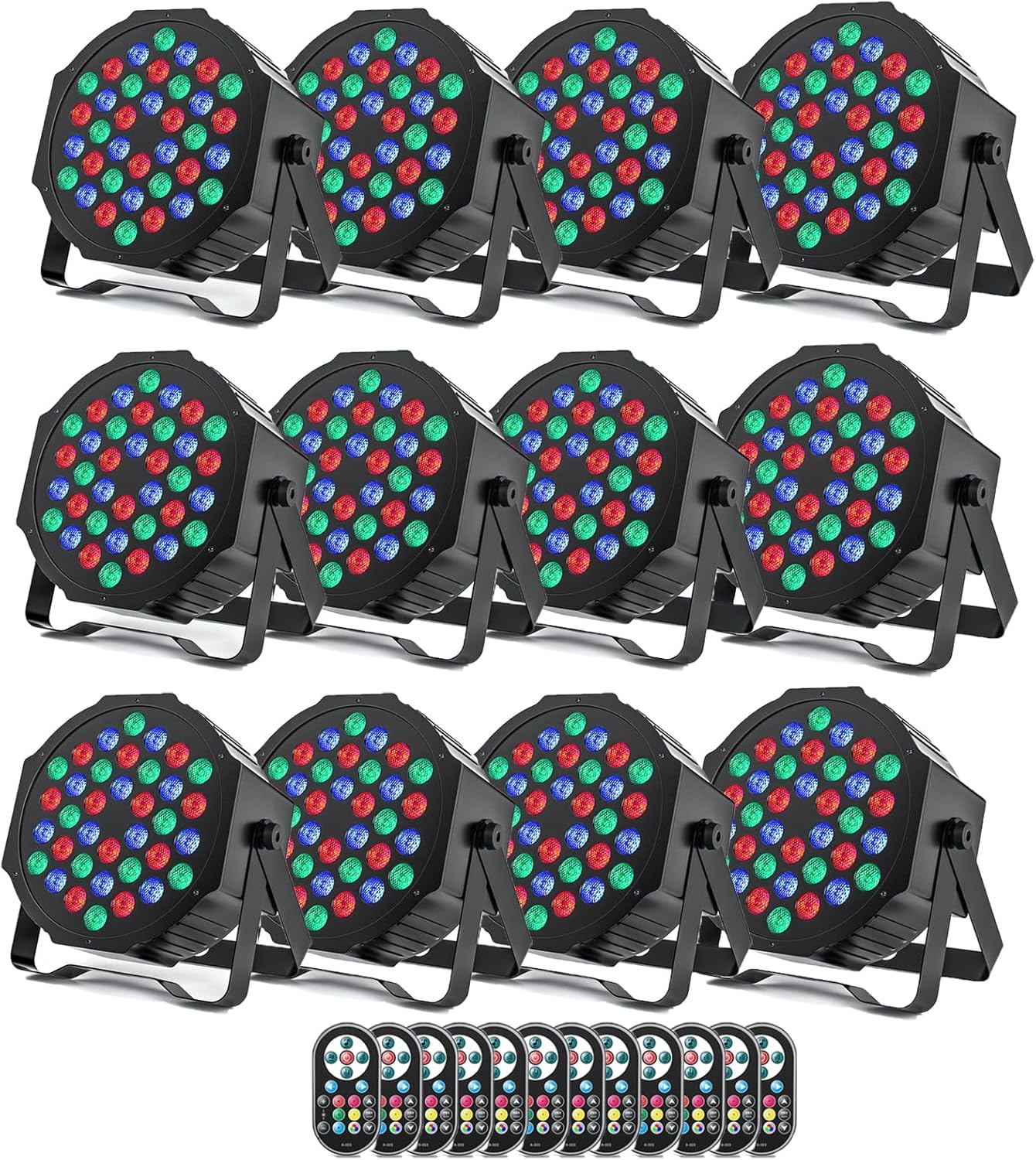 U`King 12 Pack RGB 36 LED Stage Lights with Remote Control, 72W LED Par Can Light Console 7CH Control, 7 Modes Disco Lights for Parties Wedding Club Party Concert Bars Show