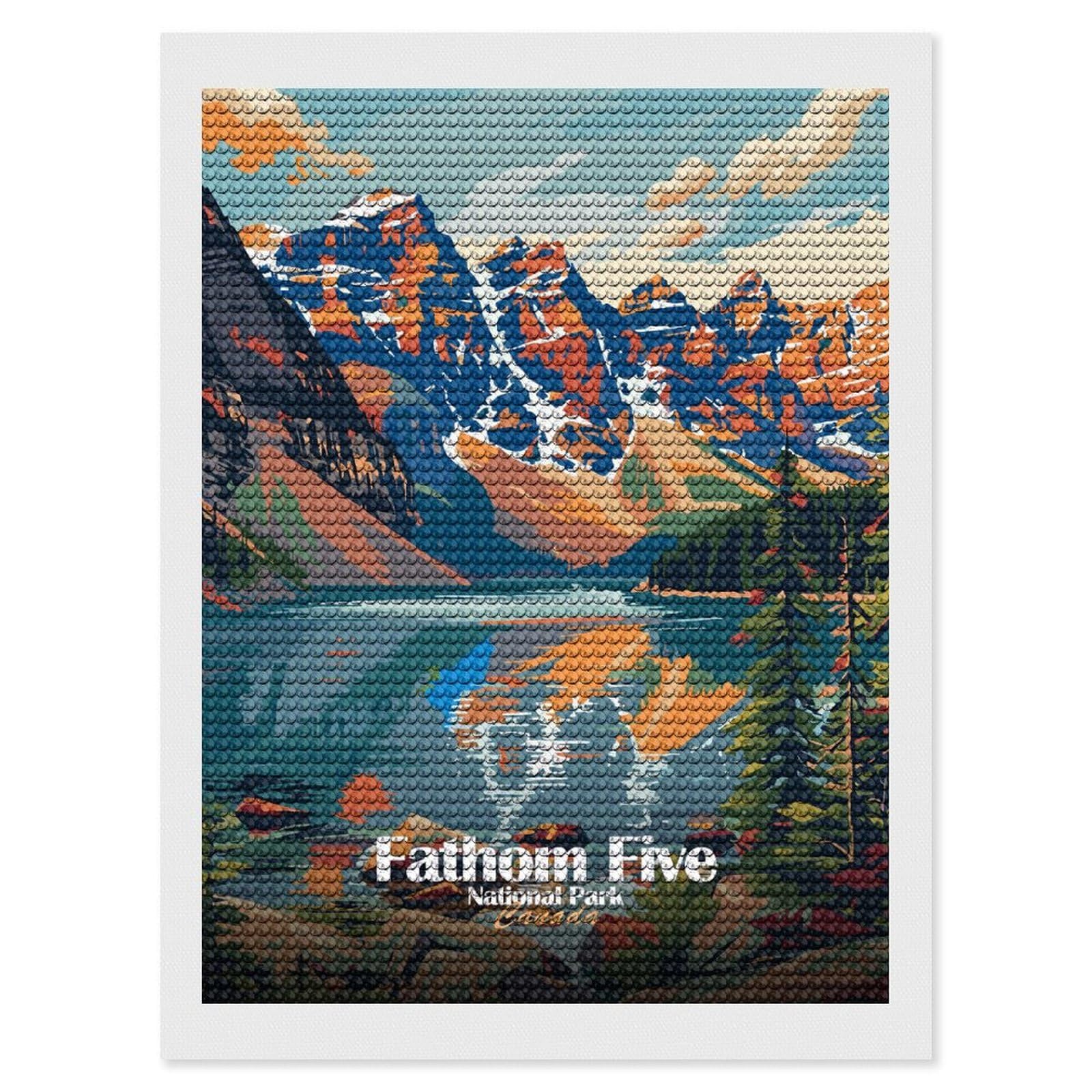 Junmoney Fathom Five National Park Canada Diamond Painting Set 12"x16", Arts and Crafts, Wall Art Gift, Full Kit Included, Relaxing Handmade Project