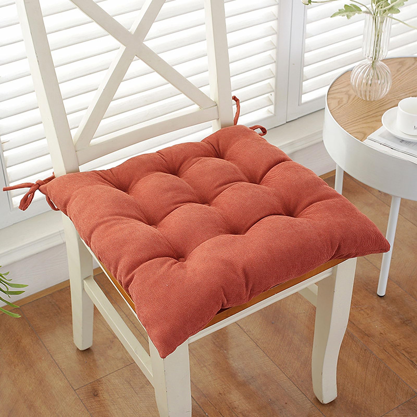WJXBoos Set of 2 Chair Pads,Rectangle Seat Pads,Super Soft Stool cushions Square Seat Cushions with Ties for Small stools School Office (Orange,45 * 45 * 5cm)