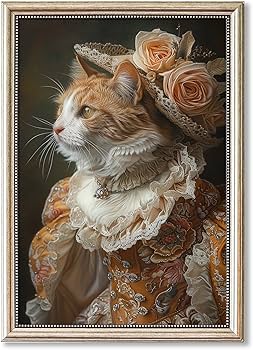 Amazon.co.jp: XBUMHOAL レディキャットウォールアート 抽象オレンジ猫