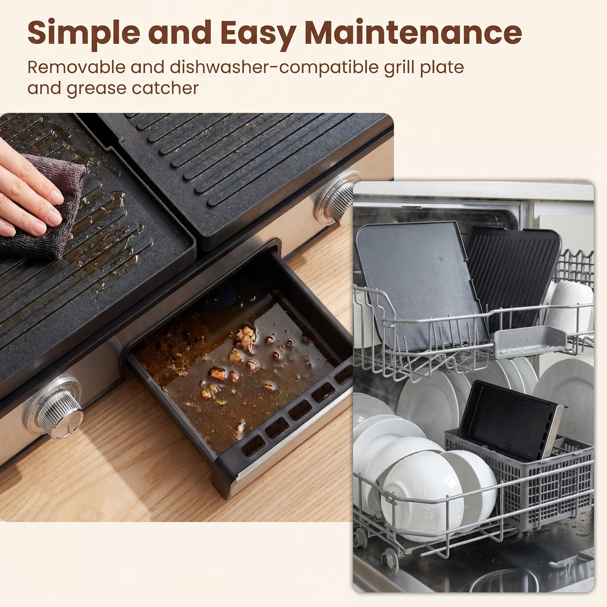 LIFEZEAL Griglia Elettrica 2000W, Barbecue Elettrico Con 2 Piastre Reversibili, Regolazione Individuale Della Temperatura, Vassoio Raccolti-grasso Lavabile, Per Casa, Balcone E Campeggio