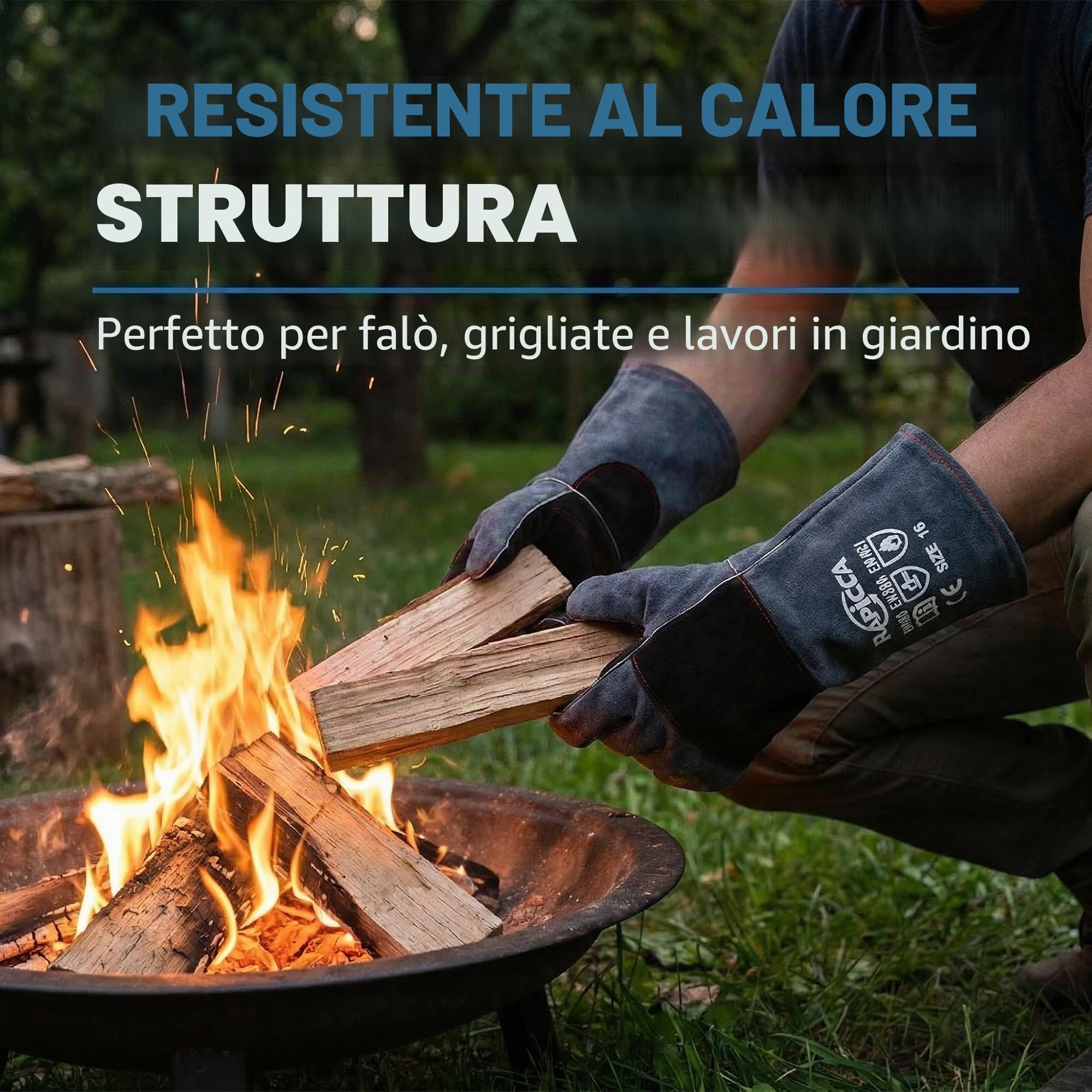 RAPICCA Guanti da Forno per Barbecue, Resistenti al Falore, per Fumatori, Guanti per Barbecue da Cucina, Grill, Rivestimento in Neoprene Impermeabile, Ignifugo, Resistente All'olio Grigio-Nero 40.6cm