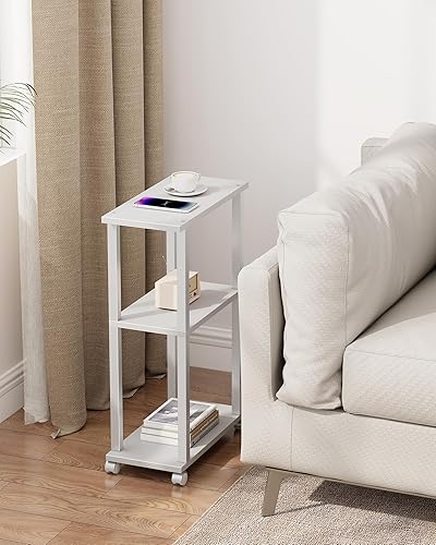 Miniatura 4 de TUTOTAK Mesa auxiliar pequeña, mesa auxiliar estrecha, mesita de noche, juego de 2, mesa auxiliar de sofá con ruedas para sala de estar o