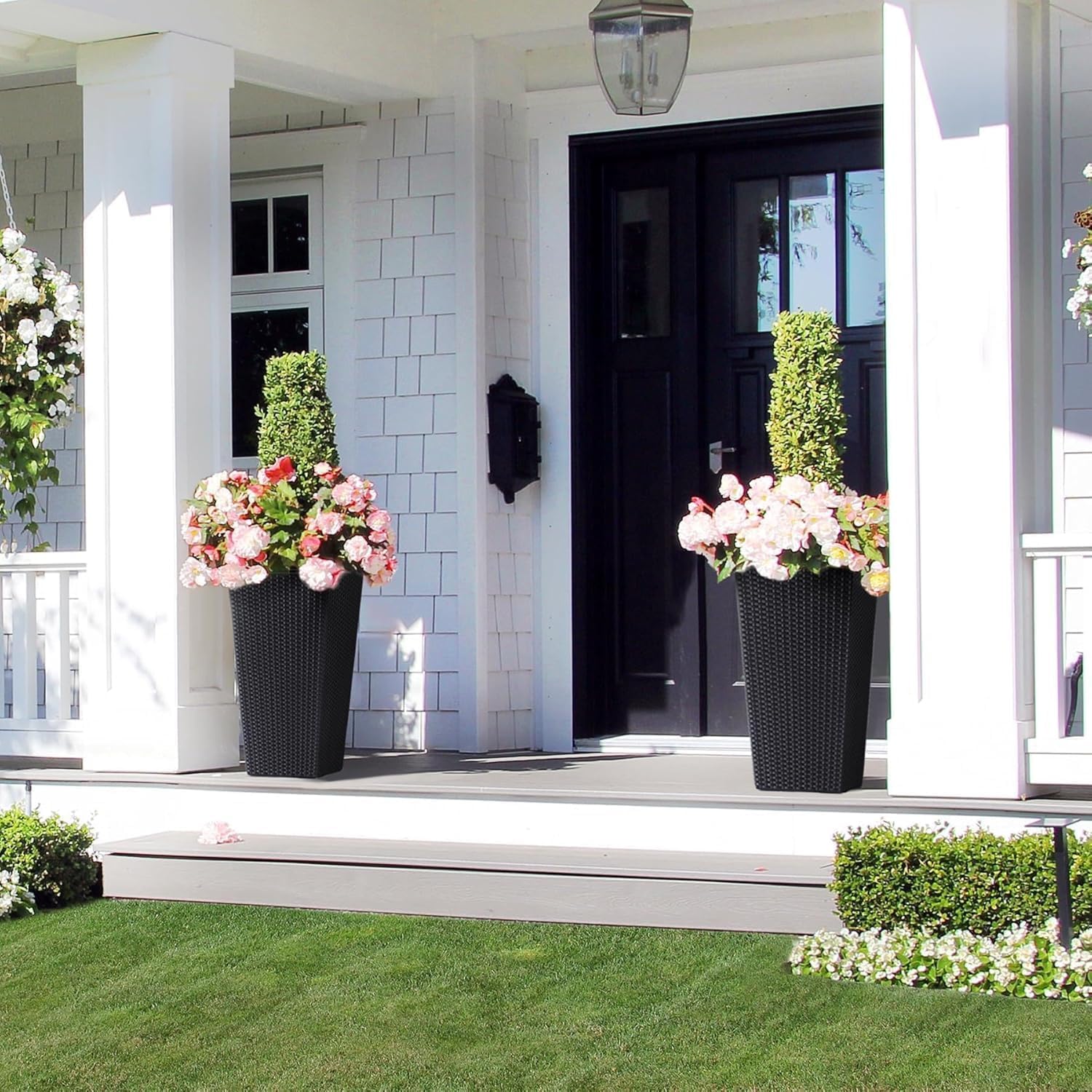 Sunvasagoo Plant Pots Outdoor Set of 2, 22.5" Tall Flower Pots, with Detachable Liners & Drainage Holes,Outdoor Planters for Patio, Porch, Garden