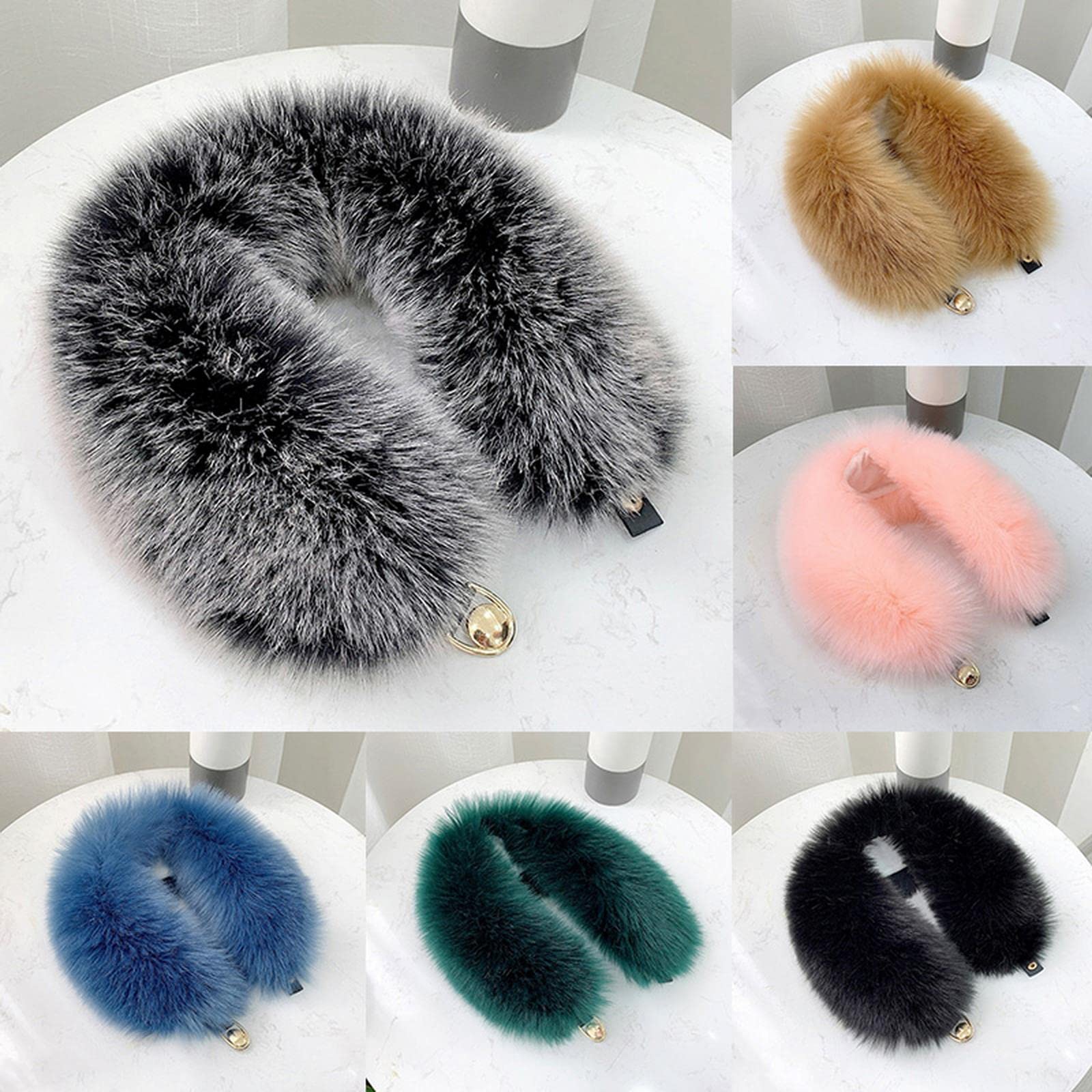 MOGSA Bufandas de invierno para mujer, cuello de piel sintética, chal de piel sintética, talla única