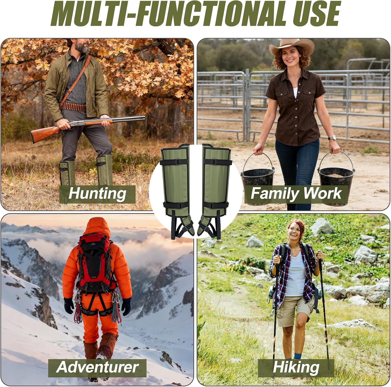 Glamgen Snake Hunting Gaiters for Men, Gaiters for Hiking Waterproof, Adjustable Snake Bite Protection for Lower Legs, Fits for Hunting, Hiking Outdoor and Farm Work Men & Women