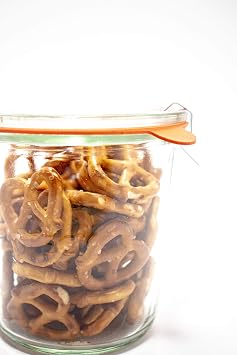 Weck Einmachglaser 742-19 6 fl. oz Weck Formglaser aus transparentem Glas Umweltfreundliches Einmachglas Frischhaltedosen mit Deckel luftdicht 1/2 Liter Glaser Set 4 Stuck Glaser mit Deckel