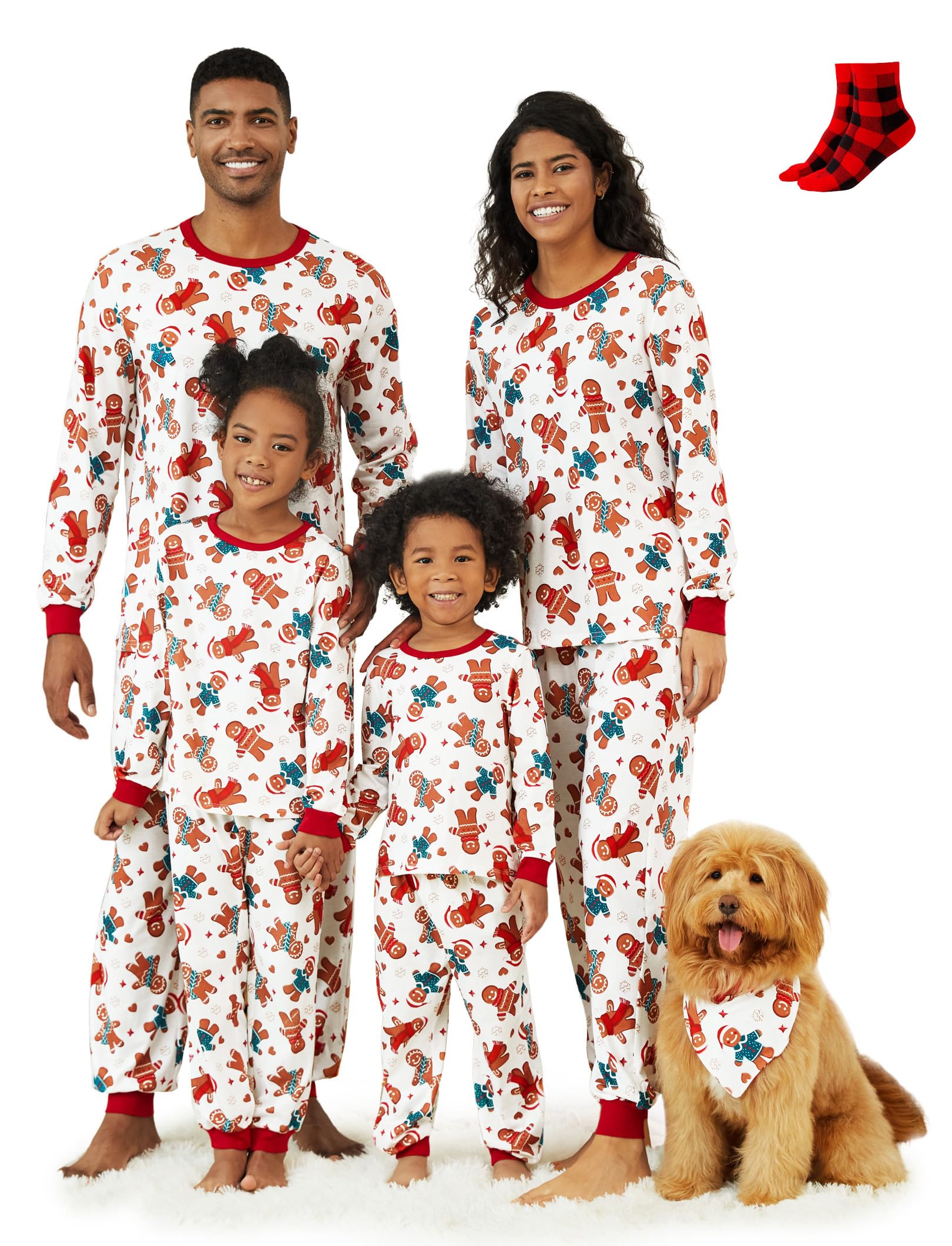 PATPAT Pigiama Natalizio Adatto alla Famiglia, Set Completo con Stampa di Albero di Natale e Auto, Top a Maniche Lunghe e Parte Inferiore