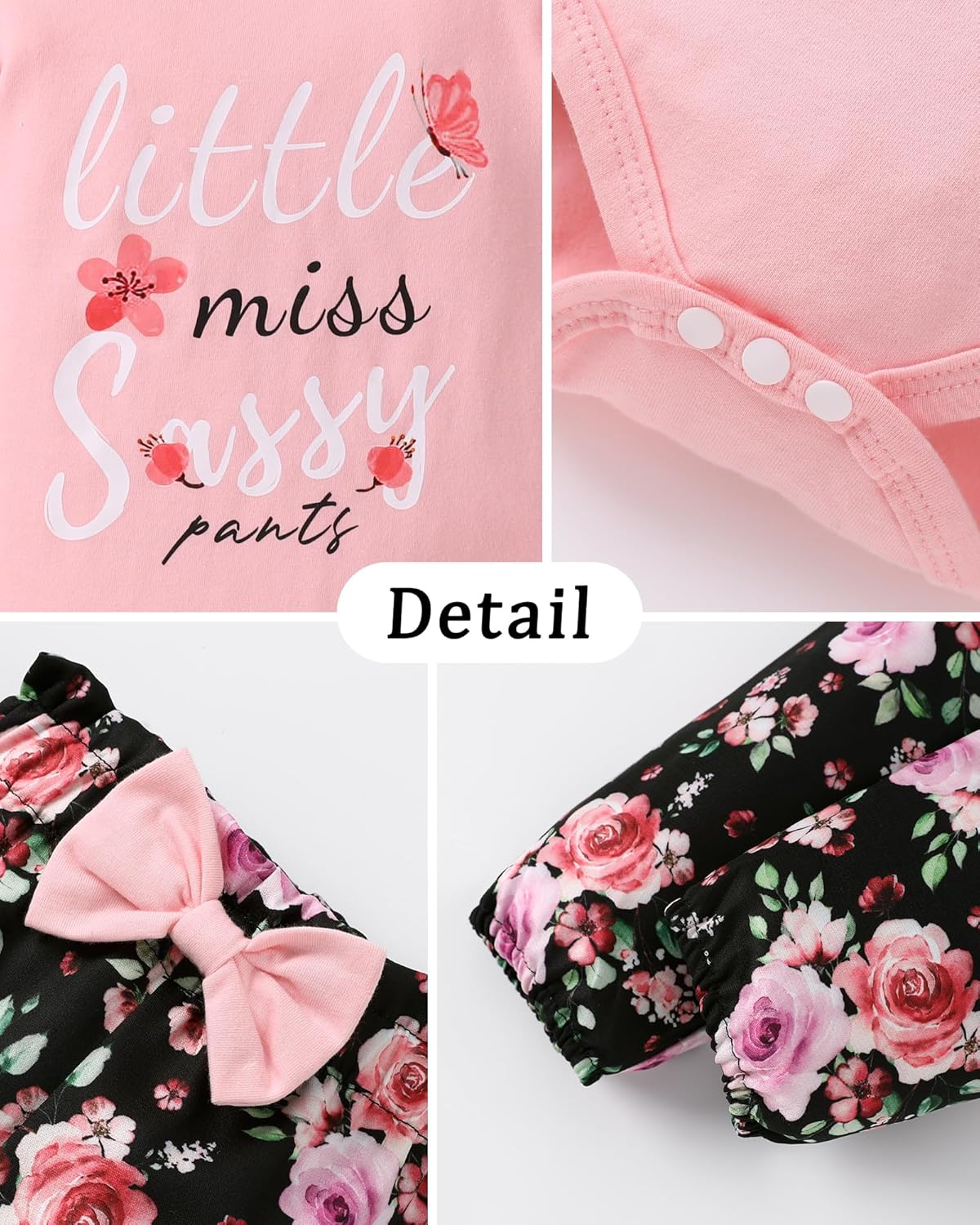 Baby Girl Clothes Newborn Infant Cotton Ruffle Romper+ Floral Pants + Headband Sets Fall Winter Outfits - Image 3