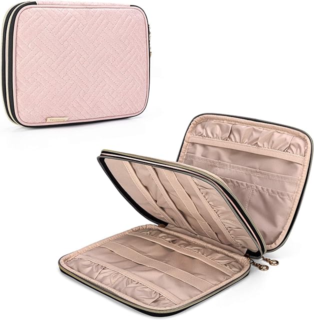 Teamoy Crochet Hook Case, Knitting Needles Case(up to 8/20.3cm), Circular Knitting Needle Storage Bag, Travel Organiser for Crochet Hook, Knitting Needles or Other Accessories, Misty Rose(Bag Only)