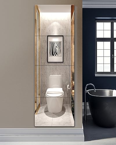 Miniatura 10 de Azulejos de espejo de longitud completa inastillables, espejo para pared, espejo de cuerpo completo para niños, grosor de 0.125 pulgadas, 4 piezas