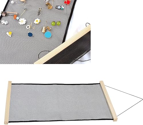 Miniatura 6 de Fofetbfo Soporte de pared para pendientes, organizador de aretes de tela de malla, estante de joyería montado en la pared, organizador de joyas para