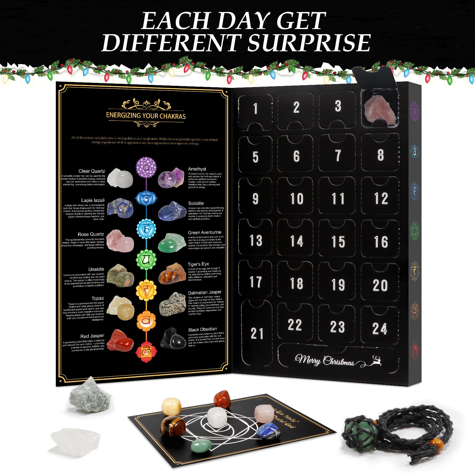 Calendario Avvento 2026 Adulti Pietre e Cristalli Regalo di Natale per Uomo Donna 25PCS