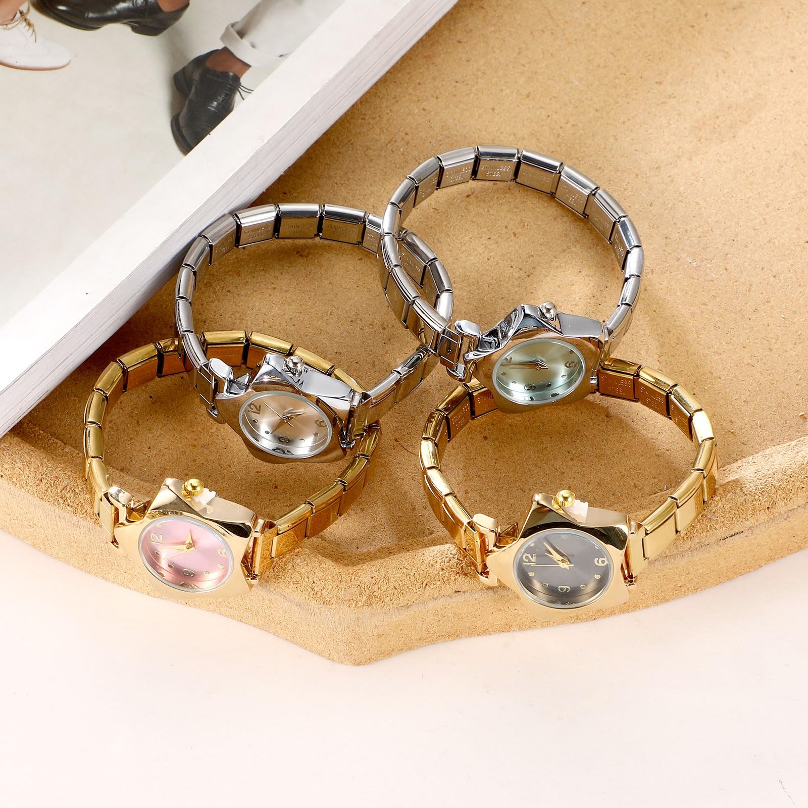 papasgix Italian Charm Bracelet Watches for women men Watch Charm Bracelet Band Star Watch Italian Charms Gold Silver Watches Compatible with 9MM Italian Bracelets Charms: Silver Red