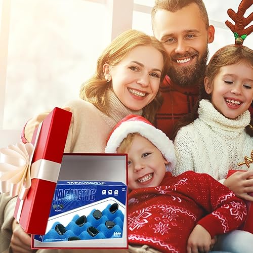 Miniatura 4 de Juego de ajedrez magnético, juego de ajedrez magnético 2024 con piedras, tablero de ajedrez magnético, rompecabezas de juego magnético familiar,