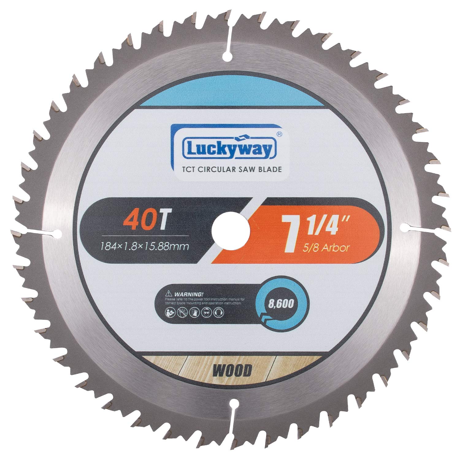 Luckyway 7-1/4 Inch Circular Saw Blade 40T Ripping/Crosscutting with 5/8 Inch Arbor TCT (Tungsten Carbide Tipped) Saw Blade for Cutting Wood