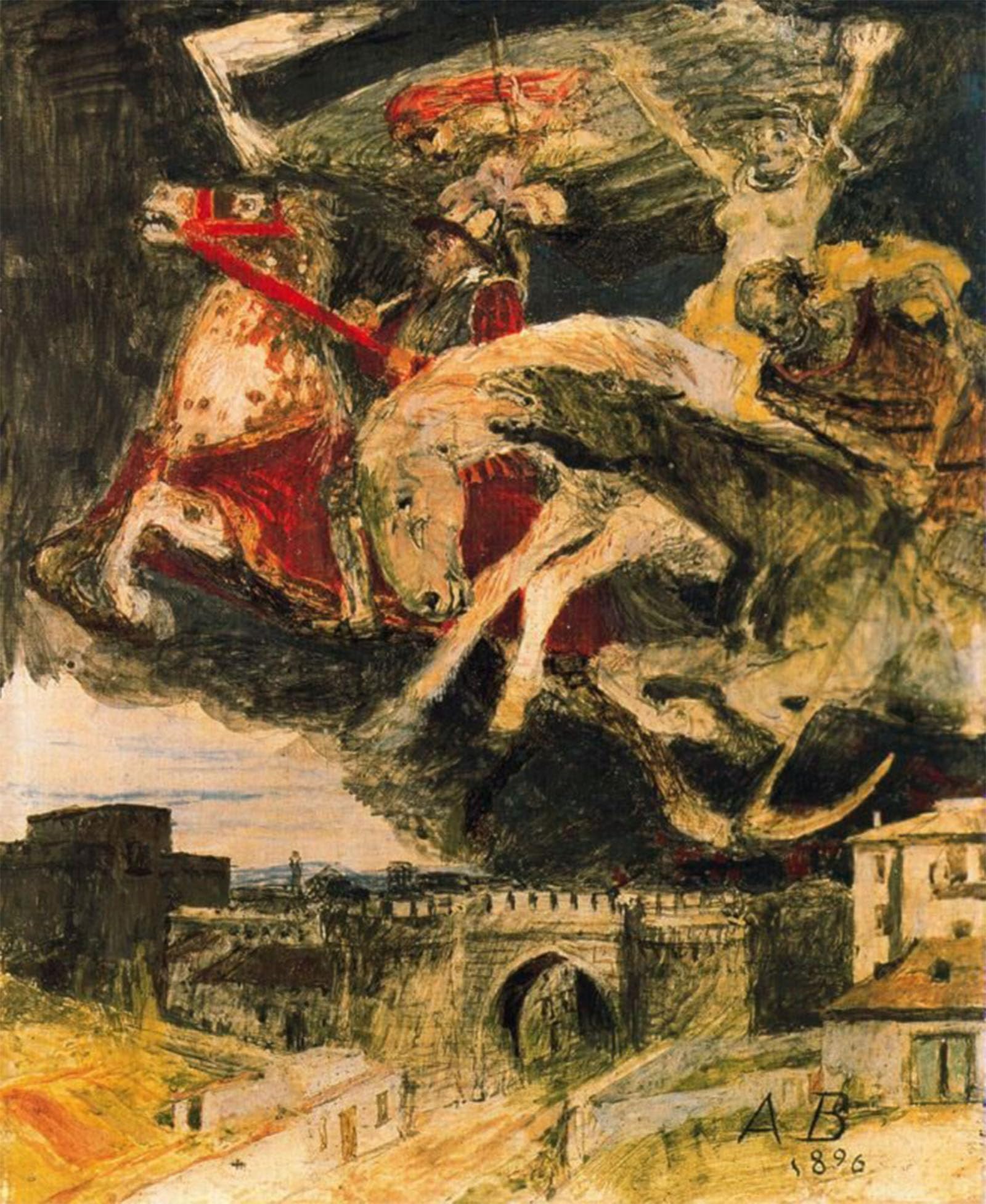 ARTXLXXBN Famous Print Painting Colorful Art Print Study to 'War' Arnold Bocklin Canvas Art Decorations for Home Decor 60x90cm