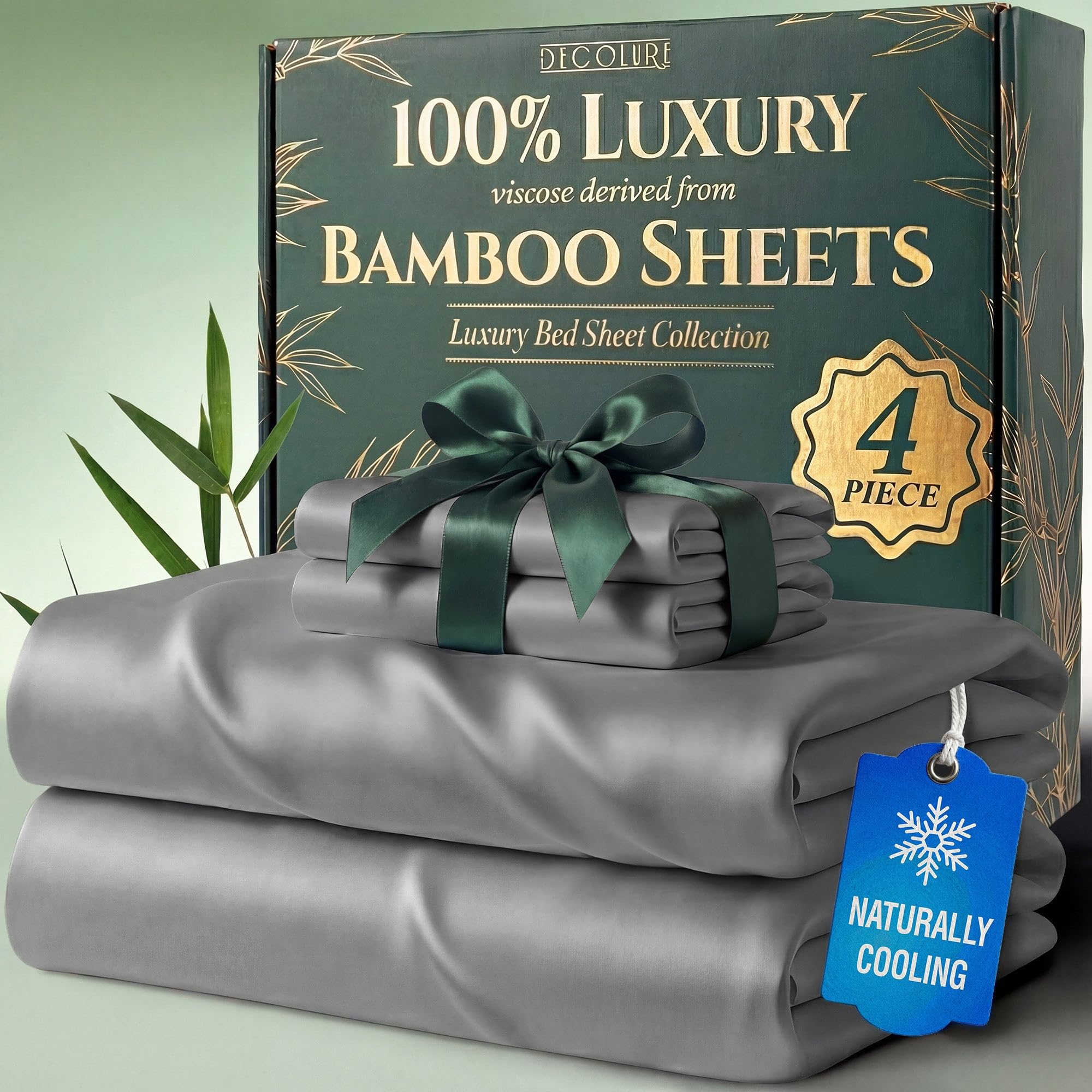DECOLURE 100% Organic Viscose Derived from Bamboo Sheets Queen Size 6pcs - Ultra Soft & Luxuriously Cooling, 17" Deep Pocket, Double Stitching, Perfect for Hot Sleepers - Queen Bed Sheets (White) — view 22