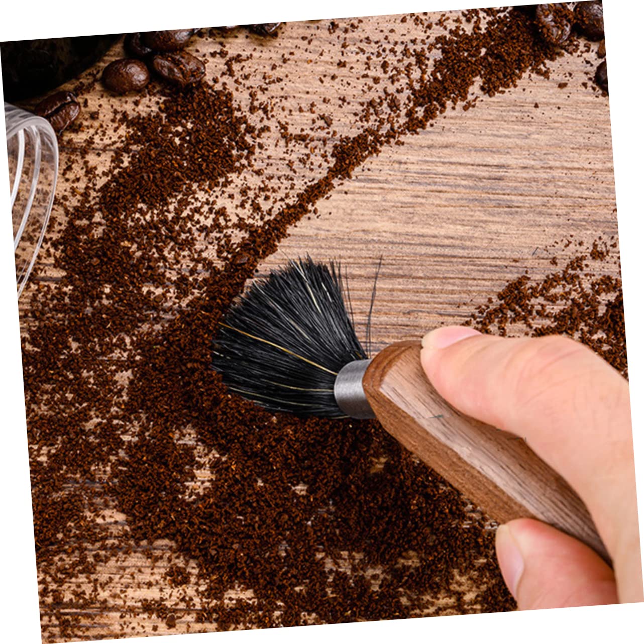 Mikinona 3piezas Cepillo De Limpieza De Café Cabeza De Natural Para Máquina De Espresso y Cafetera Mango Ergonómico Nogal Para Reducidos