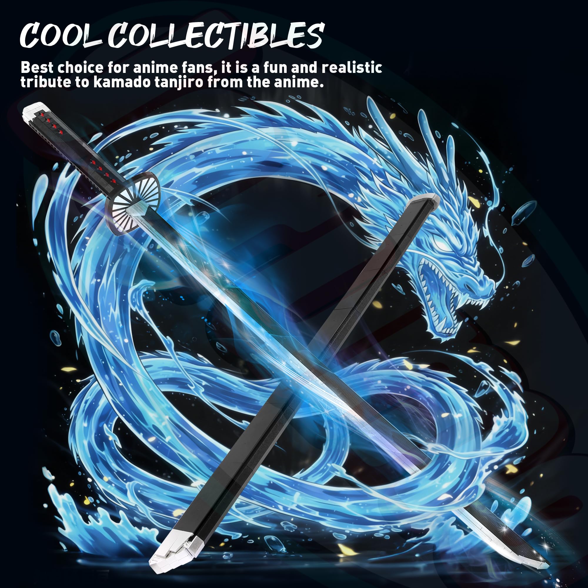 JMBricklayer Set Mattoncini Katana Ninjago - Spada Anime Demon Slayer In Mattoncini Da Costruzione, Per Adulti E Ragazzi 14+, Con Supporto E Adesivi - 4