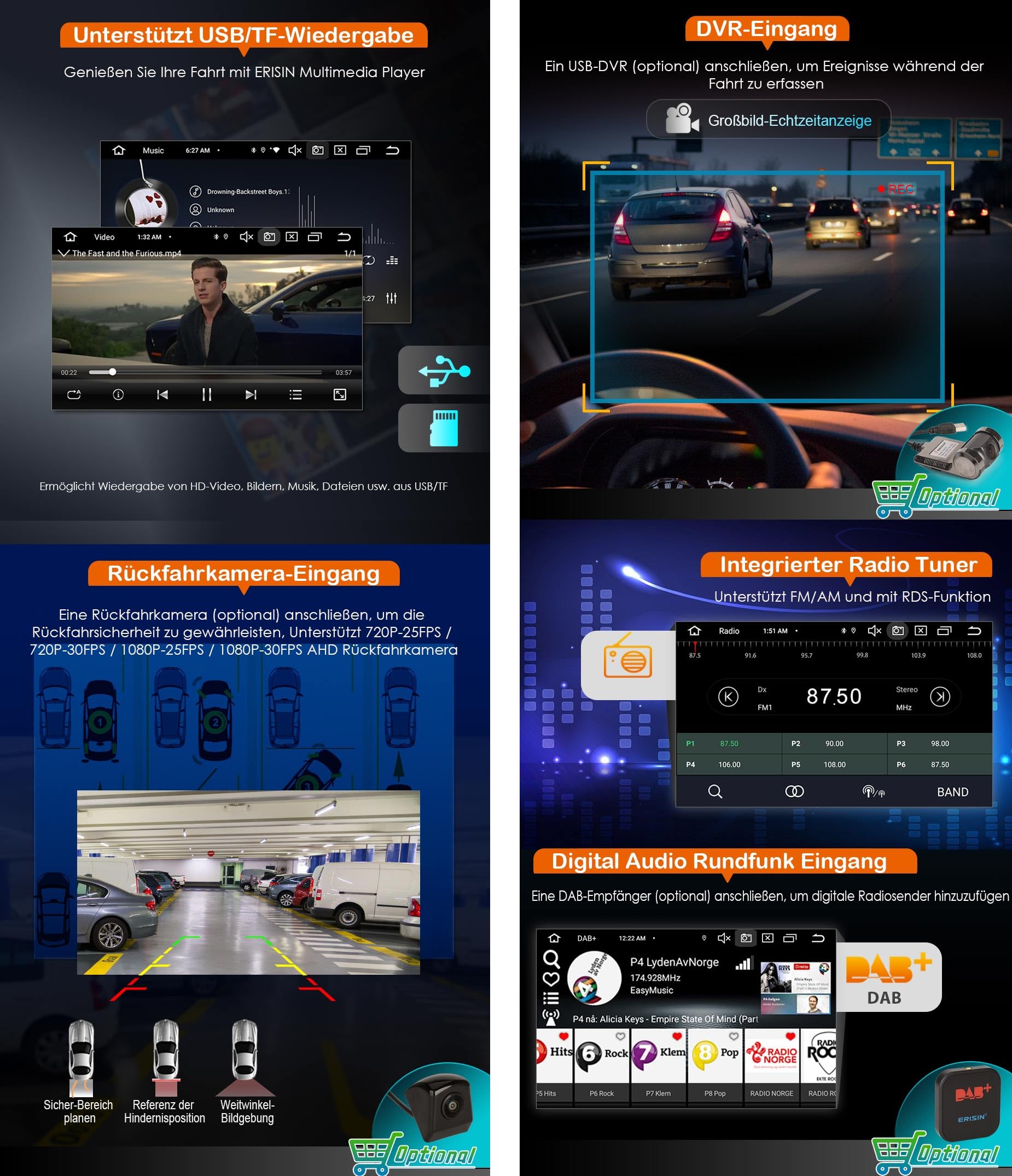 Erisin 8-rdzeniowy 4 GB + 64 GB Android 16 2 DIN radio samochodowe Bluetooth do Mercedes Benz klasy E W211 CLS klasa W219 7 cali ekran dotykowy CarPlay Android Auto GPS nawigacja DAB+ radio DSP A2DP
