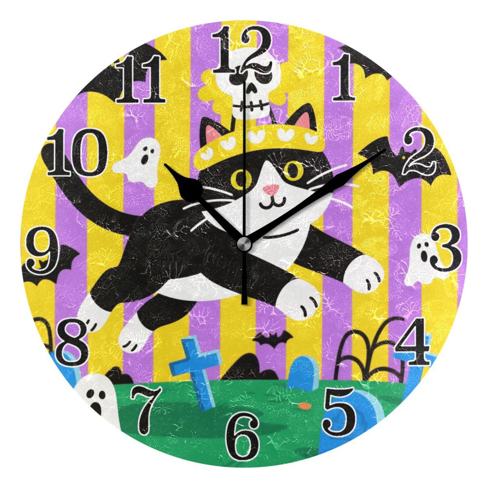 Horloges murales d'Halloween silencieuses et sans tic-tac pour salle de bain