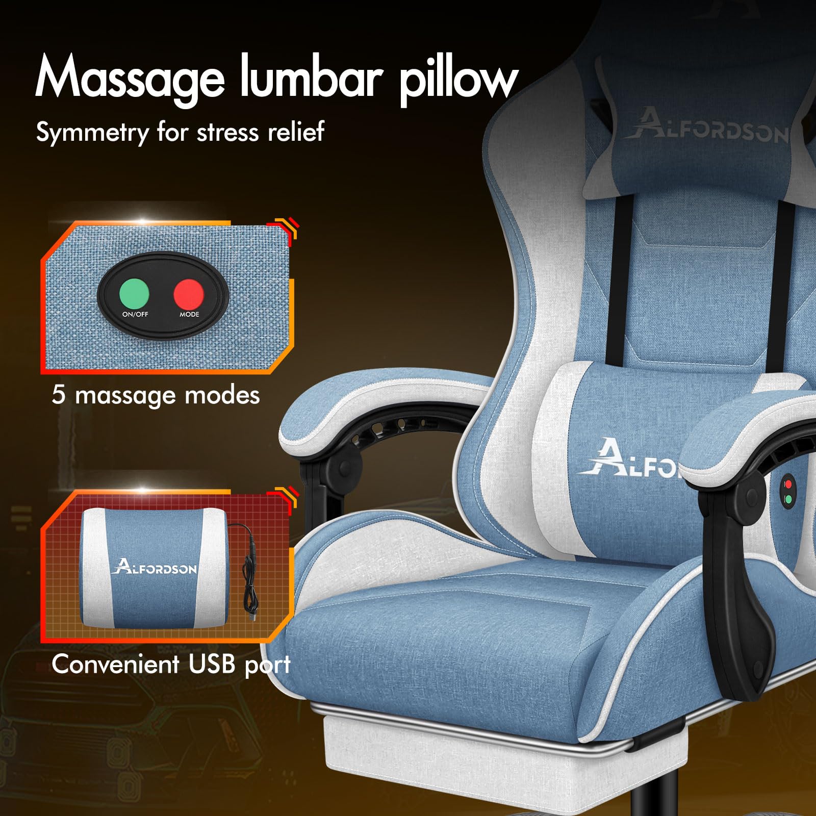ALFORDSON Gamerstoel, Gamingstoel met uitschuifbare voetensteun, Racestoel met 8 massagepunten, 150° verstelbare rugleuning, Ergonomische directiestoel, PU-leer, Draagvermogen 180 kg, Kunstleer, Roze