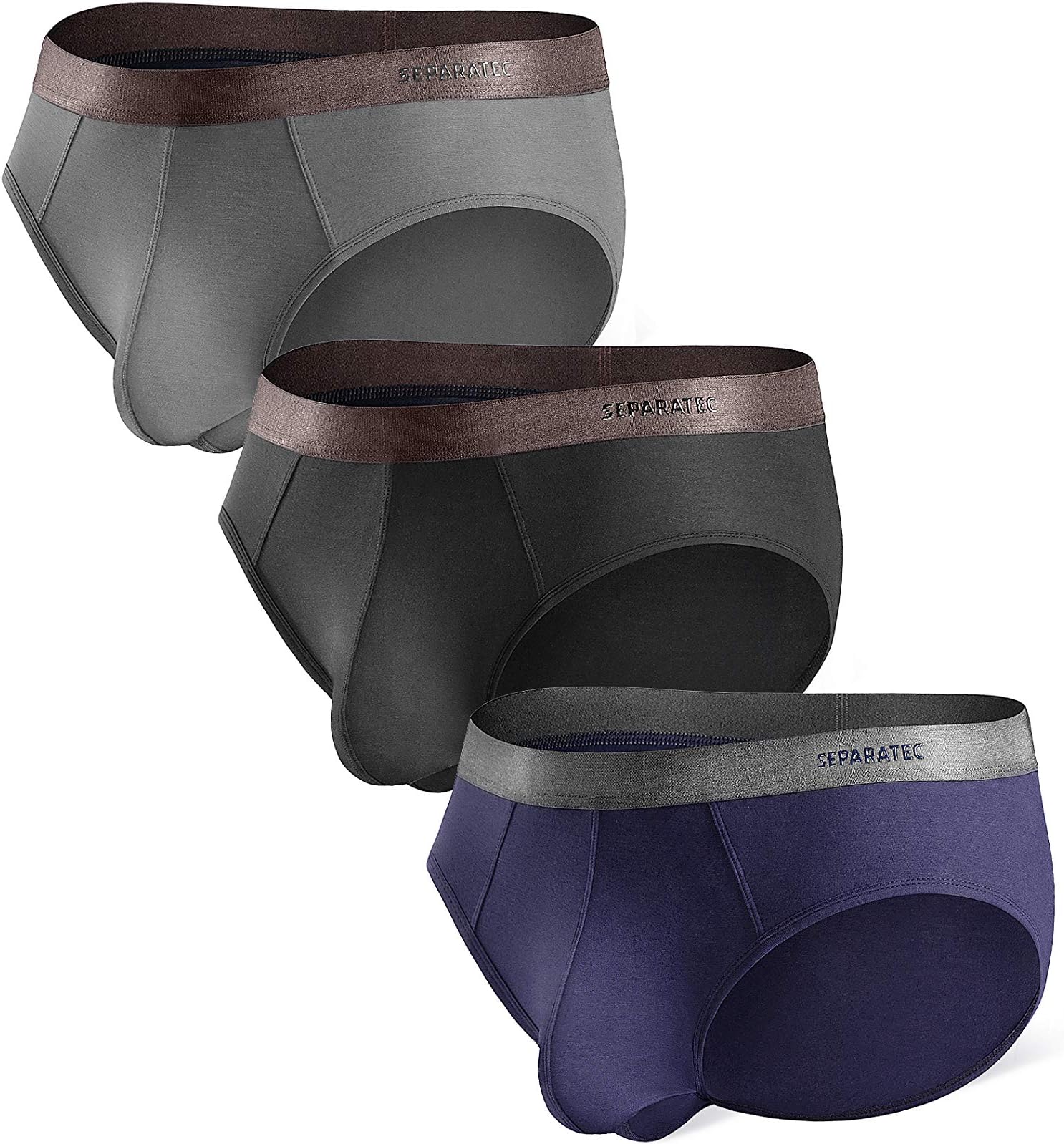 Men's Underwear Bamboo Rayon Comfortable Breathable Dual Pouch Briefs 3 Pack