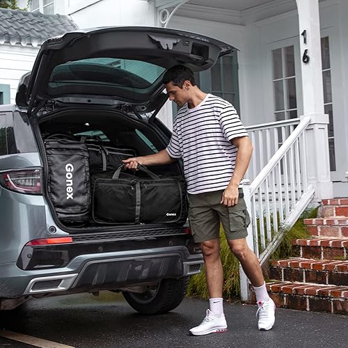 Miniatura 2 de Gonex Bolsa de viaje plegable grande de 40 L, 60 L, 80 L, 100 L, 150 L, con compartimento para zapatos, plegable, ligera, repelente al agua, bolsa