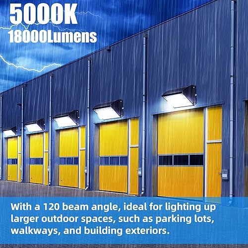 Miniatura 6 de Paquete de luz LED de pared de 150 W con fotocélulas del atardecer al amanecer, 18000 lm, 5000 K luz diurna comercial, luz exterior LED, reemplazo